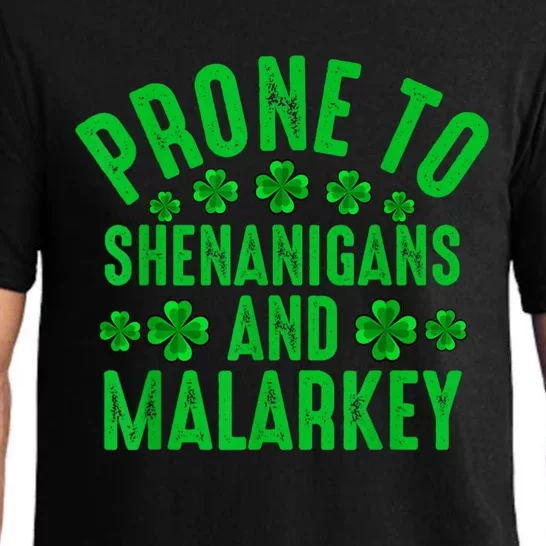 Prone To Shenanigans And Malarkey Irish Shamrock Leprechaun Pajama Set