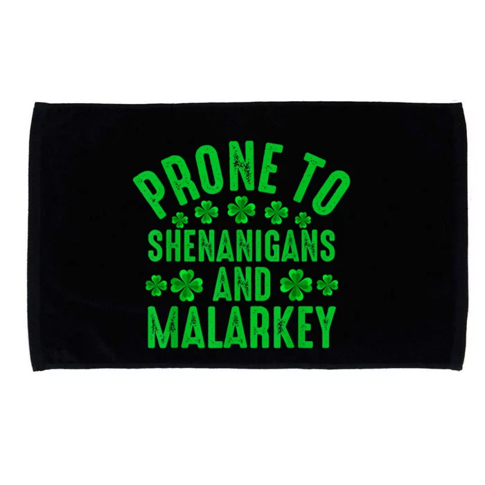 Prone To Shenanigans And Malarkey Irish Shamrock Leprechaun Microfiber Hand Towel