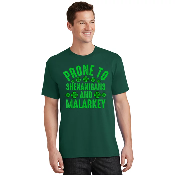 Prone To Shenanigans And Malarkey Irish Shamrock Leprechaun T-Shirt