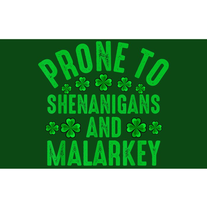 Prone To Shenanigans And Malarkey Irish Shamrock Leprechaun Bumper Sticker