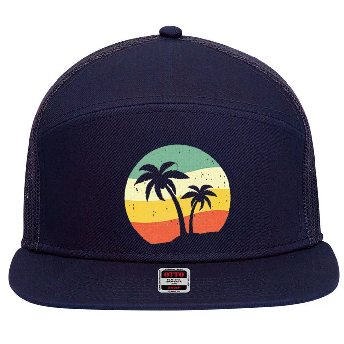 Palm Tree Summer Sunshine Summer Vacation 7 Panel Mesh Trucker Snapback Hat