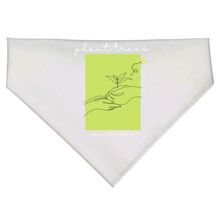 Plant Trees Save The Bees: Environt/nature Conservation Gift USA-Made Doggie Bandana