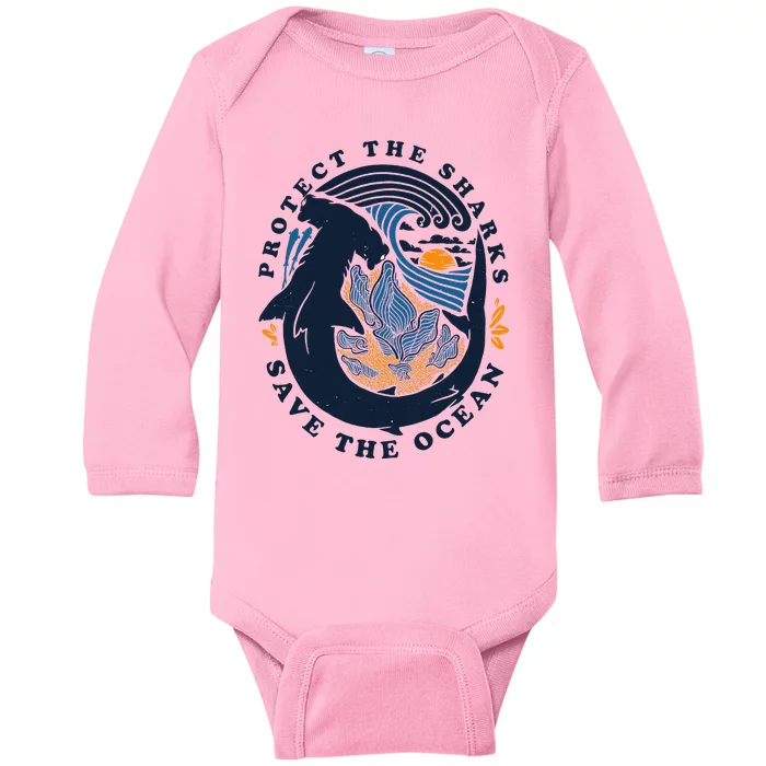 Protect The Shark Save The Ocean Save Ocean Baby Long Sleeve Bodysuit