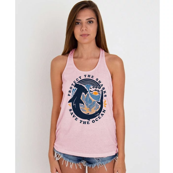 Protect The Shark Save The Ocean Save Ocean Women's Knotted Racerback Tank