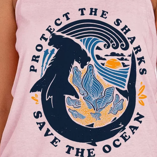 Protect The Shark Save The Ocean Save Ocean Women's Knotted Racerback Tank