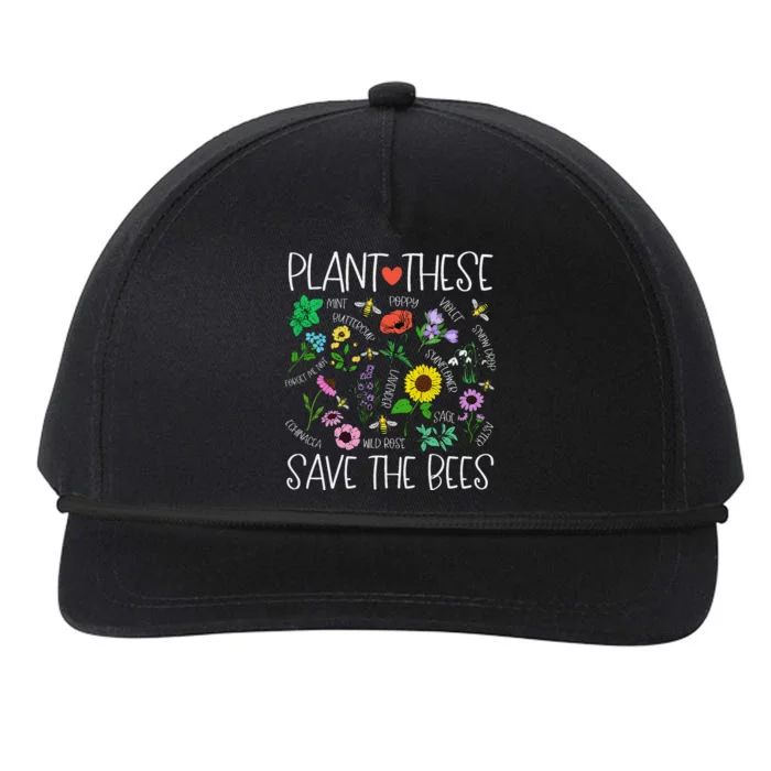 Plant These Save Bees Wildflower Earth Day Support Bee Lover Snapback Five-Panel Rope Hat