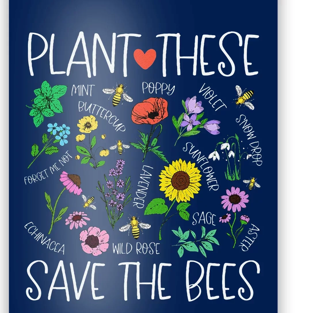 Plant These Save Bees Wildflower Earth Day Support Bee Lover Poster