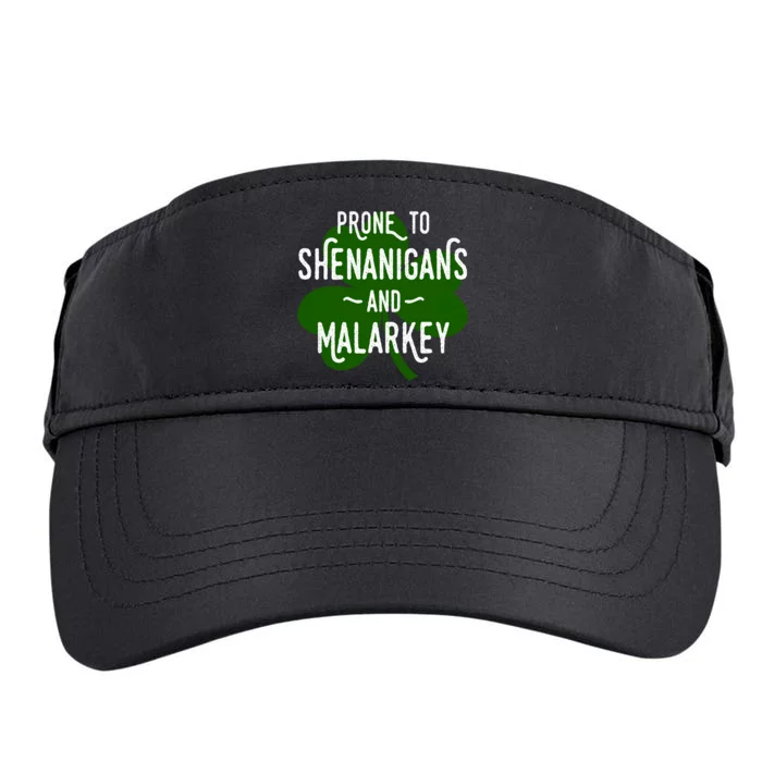 Prone To Shenanigans Funny St Patricks Adult Drive Performance Visor