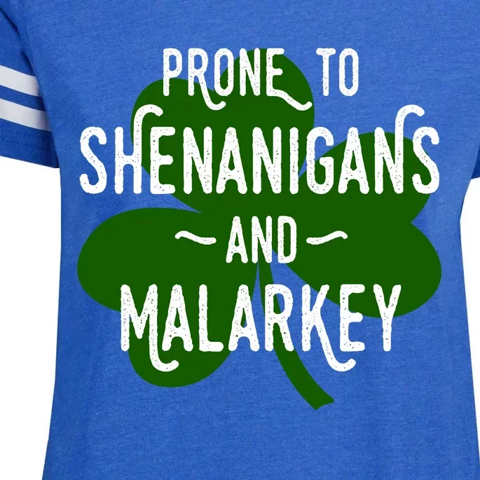 Prone To Shenanigans Funny St Patricks Enza Ladies Jersey Football T-Shirt