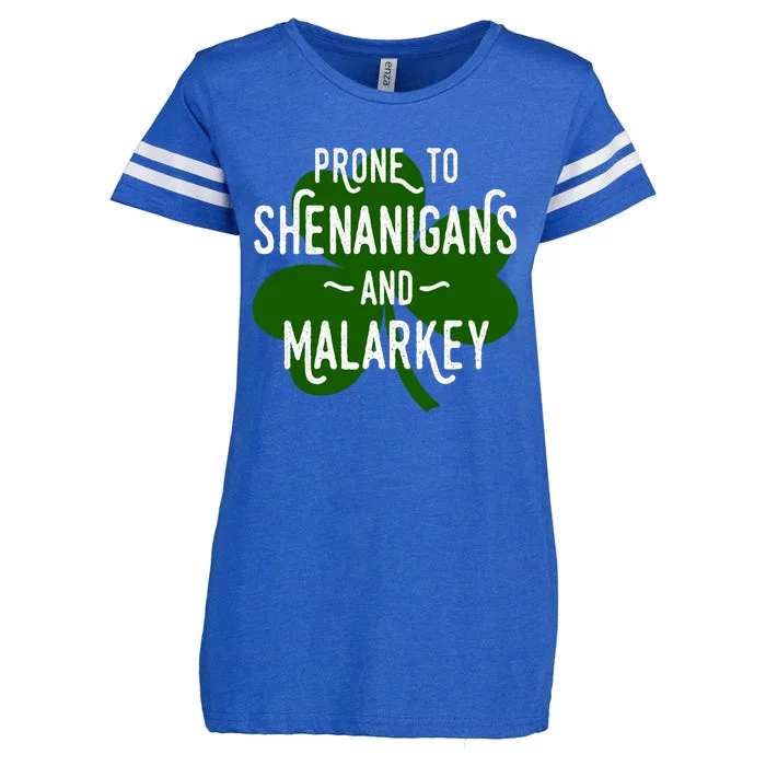 Prone To Shenanigans Funny St Patricks Enza Ladies Jersey Football T-Shirt