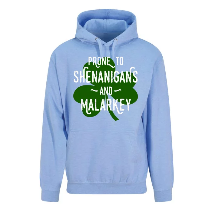 Prone To Shenanigans Funny St Patricks Unisex Surf Hoodie