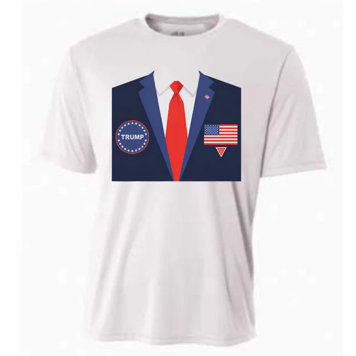 President Trump Suit Halloween Lazy Costume Flag Cooling Performance Crew T-Shirt