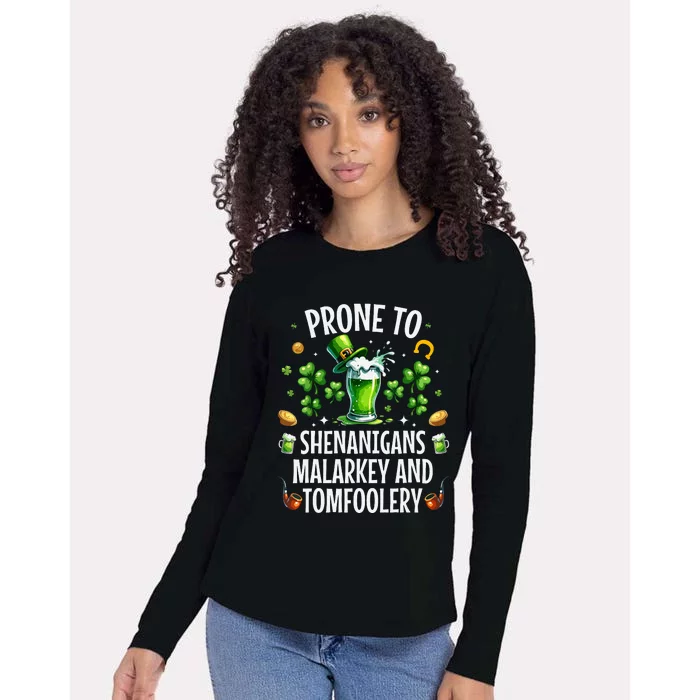 Prone To Shenanigans Malarkey Tomfoolery St Patricks Womens Cotton Relaxed Long Sleeve T-Shirt