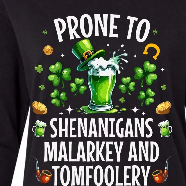 Prone To Shenanigans Malarkey Tomfoolery St Patricks Womens Cotton Relaxed Long Sleeve T-Shirt