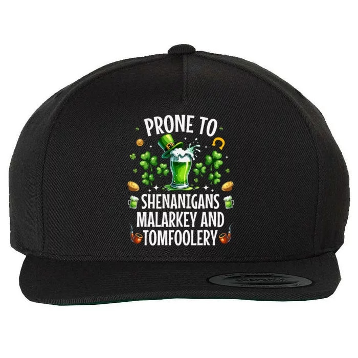 Prone To Shenanigans Malarkey Tomfoolery St Patricks Wool Snapback Cap