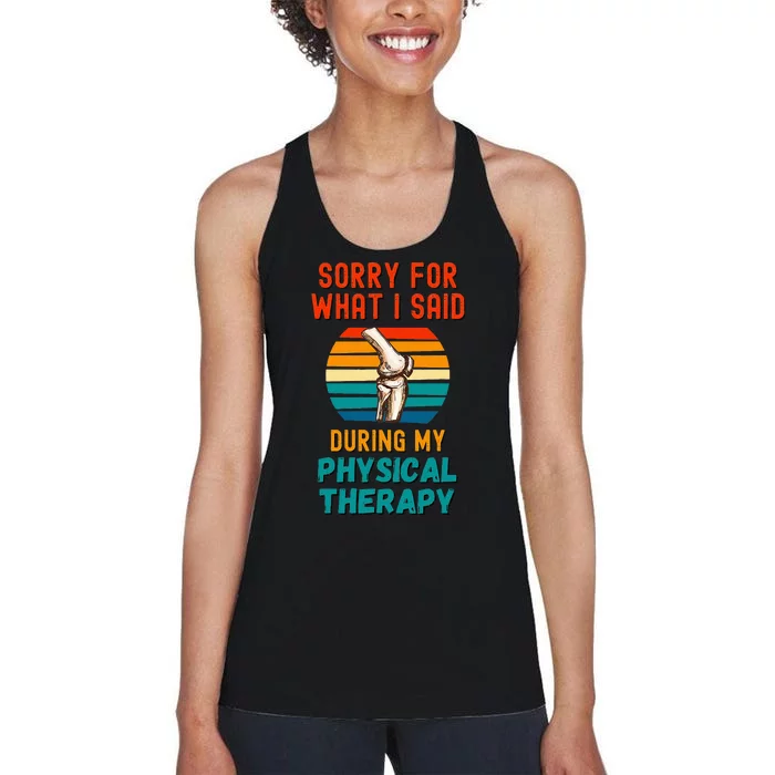 Physical Therapy Surgery Recovery Knee Replacement Women's Racerback Tank