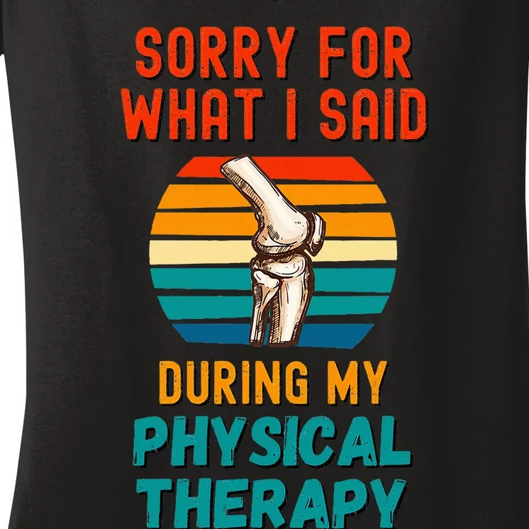 Physical Therapy Surgery Recovery Knee Replacement Women's V-Neck T-Shirt