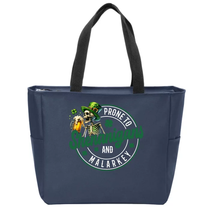 Prone To Shenanigans And Malarkey St Patricks Day Zip Tote Bag