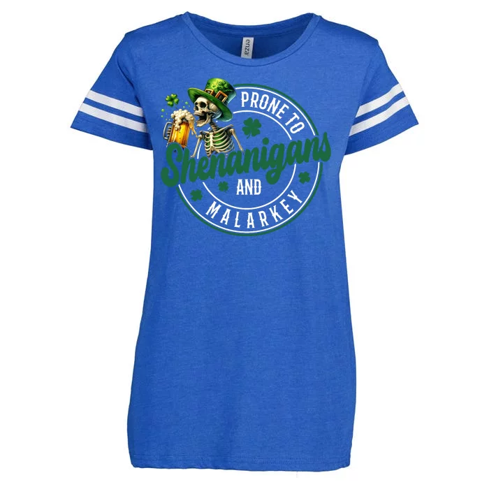 Prone To Shenanigans And Malarkey St Patricks Day Enza Ladies Jersey Football T-Shirt