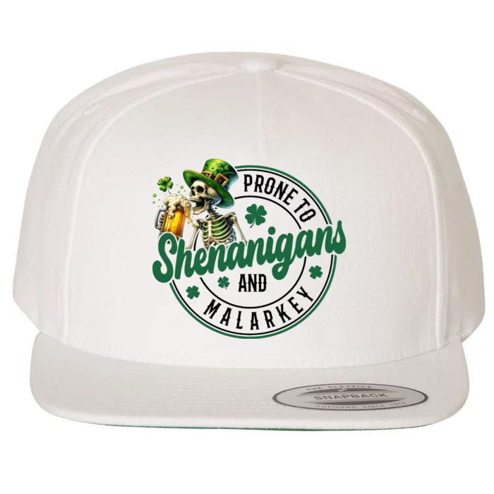 Prone To Shenanigans And Malarkey St Patricks Day Wool Snapback Cap