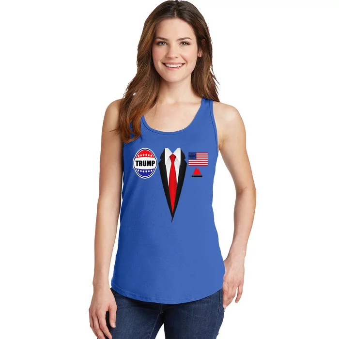 President Trump Suit Halloween Lazy Costume Flag Ladies Essential Tank