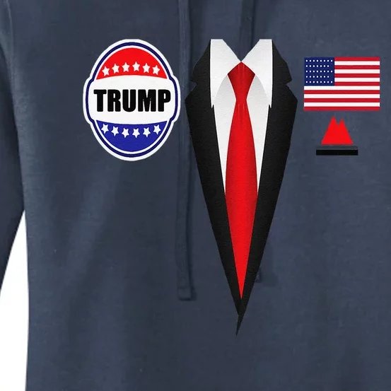 President Trump Suit Halloween Lazy Costume Flag Women's Pullover Hoodie