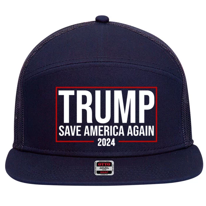 Pro Trump Save America Again 2024 Election 7 Panel Mesh Trucker Snapback Hat