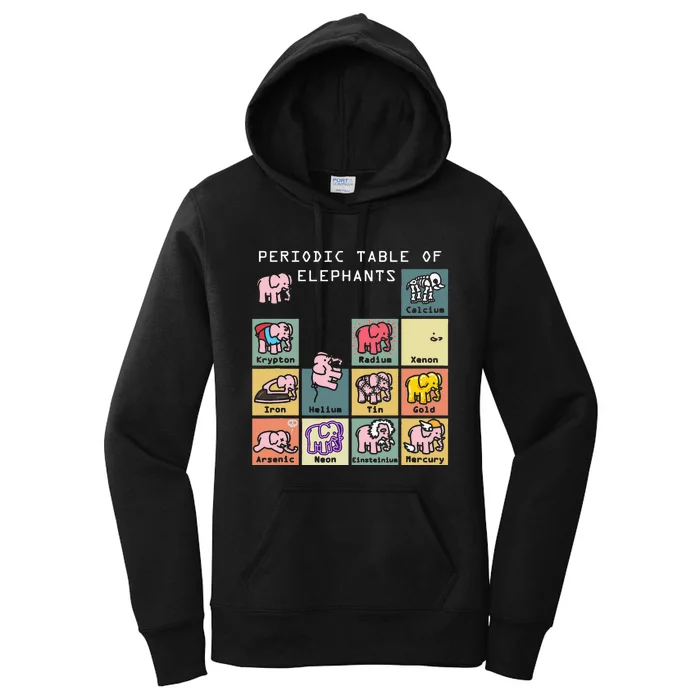 Periodic Table Science Club Biology Teacher Elephant Lover Women's Pullover Hoodie