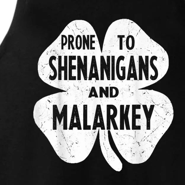 Prone To Shenanigans And Malarkey Funny St Patricks Day Ladies Tri-Blend Wicking Tank