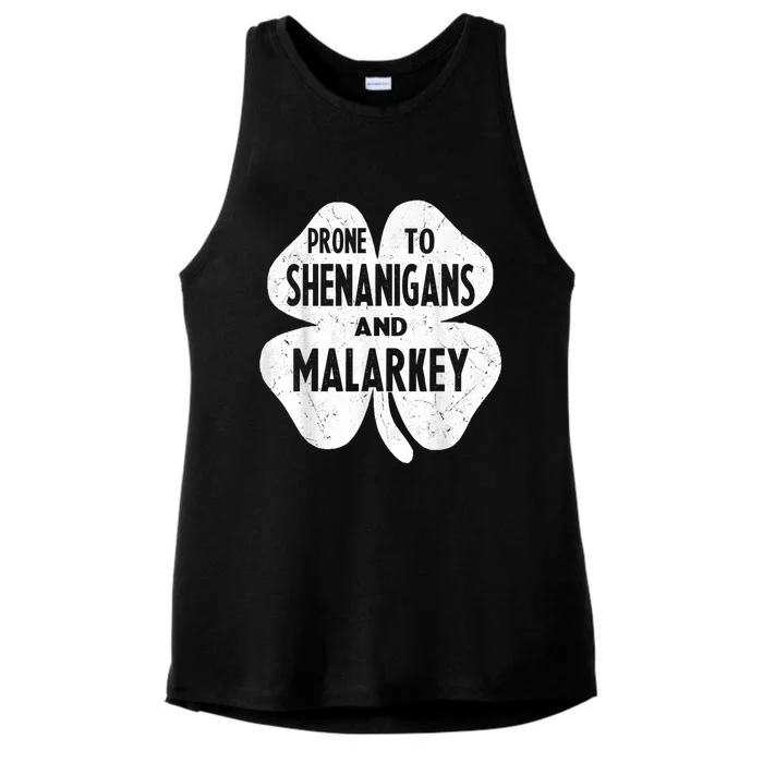 Prone To Shenanigans And Malarkey Funny St Patricks Day Ladies Tri-Blend Wicking Tank