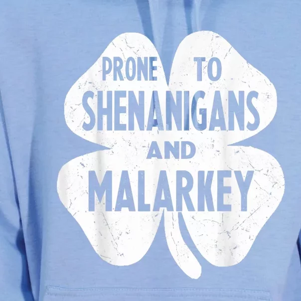 Prone To Shenanigans And Malarkey Funny St Patricks Day Unisex Surf Hoodie