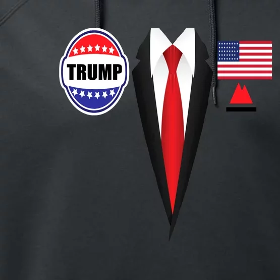 President Trump Shirt Suit Halloween Lazy Costume Flag Performance Fleece Hoodie