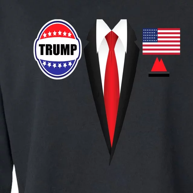 President Trump Shirt Suit Halloween Lazy Costume Flag Cropped Pullover Crew