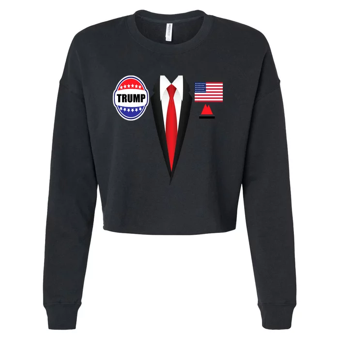 President Trump Shirt Suit Halloween Lazy Costume Flag Cropped Pullover Crew