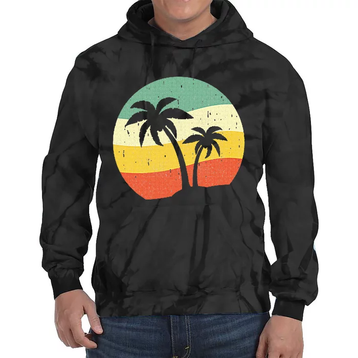 Palm Tree Summer Retro Sunshine Summer Vacation Tie Dye Hoodie