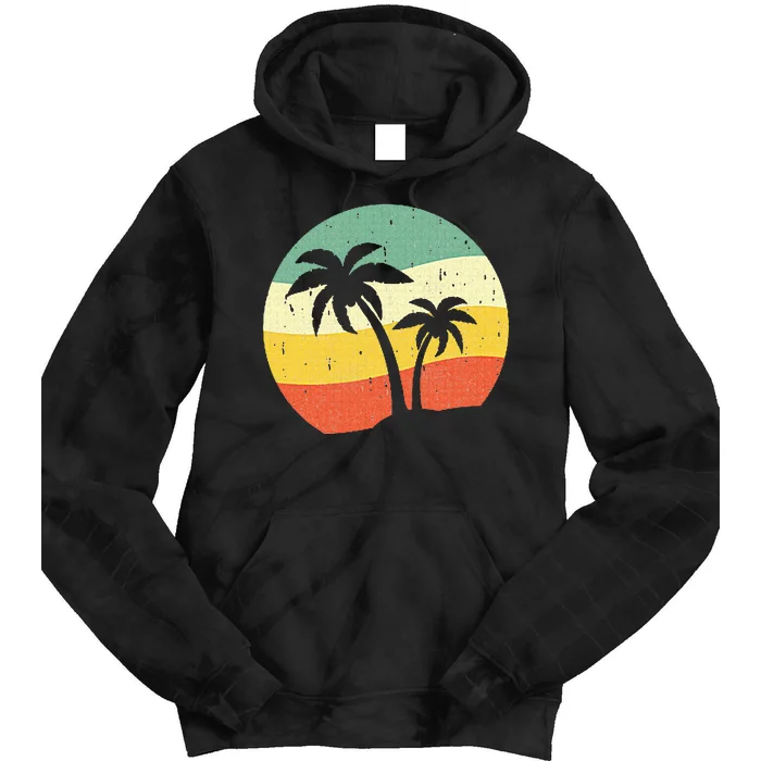 Palm Tree Summer Retro Sunshine Summer Vacation Tie Dye Hoodie