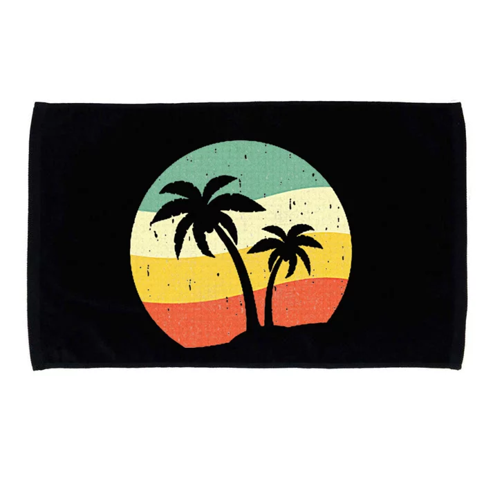 Palm Tree Summer Retro Sunshine Summer Vacation Microfiber Hand Towel