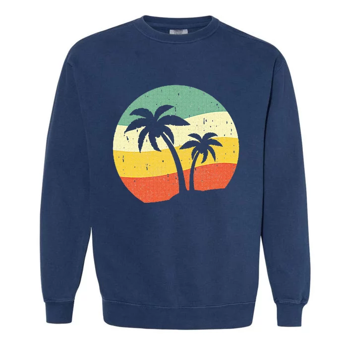 Palm Tree Summer Retro Sunshine Summer Vacation Garment-Dyed Sweatshirt