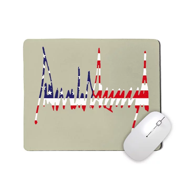 President Trump Signature Usa Flag Color Patriotic American Mousepad