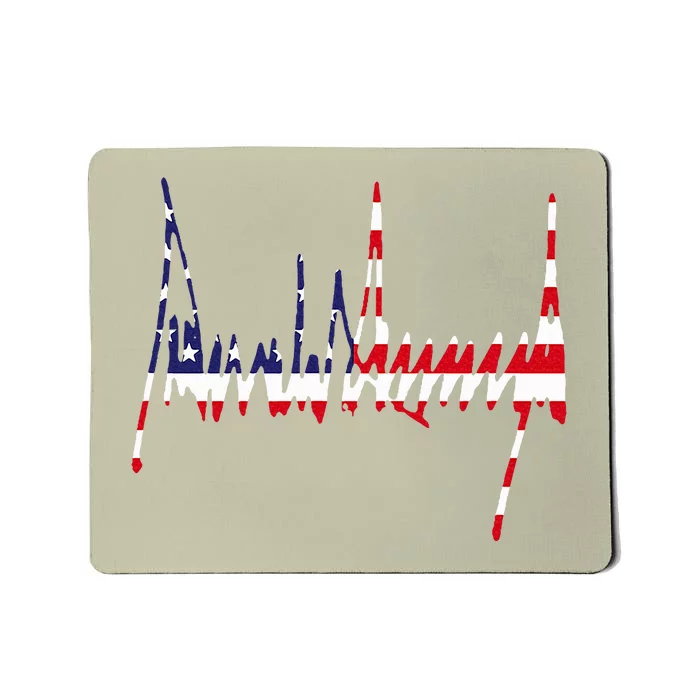 President Trump Signature Usa Flag Color Patriotic American Mousepad