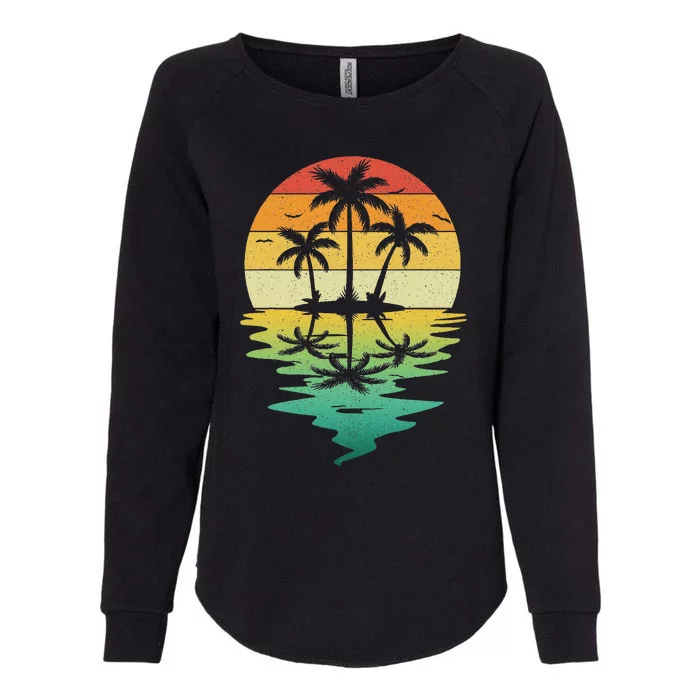 Palm Tree Silhouette Sunset Retro Vintage 70s Nature Lover Womens California Wash Sweatshirt