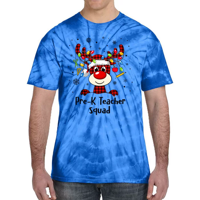 Prek Teacher Squad Reindeer Funny Teacher Christmas Xmas Gift Tie-Dye T-Shirt