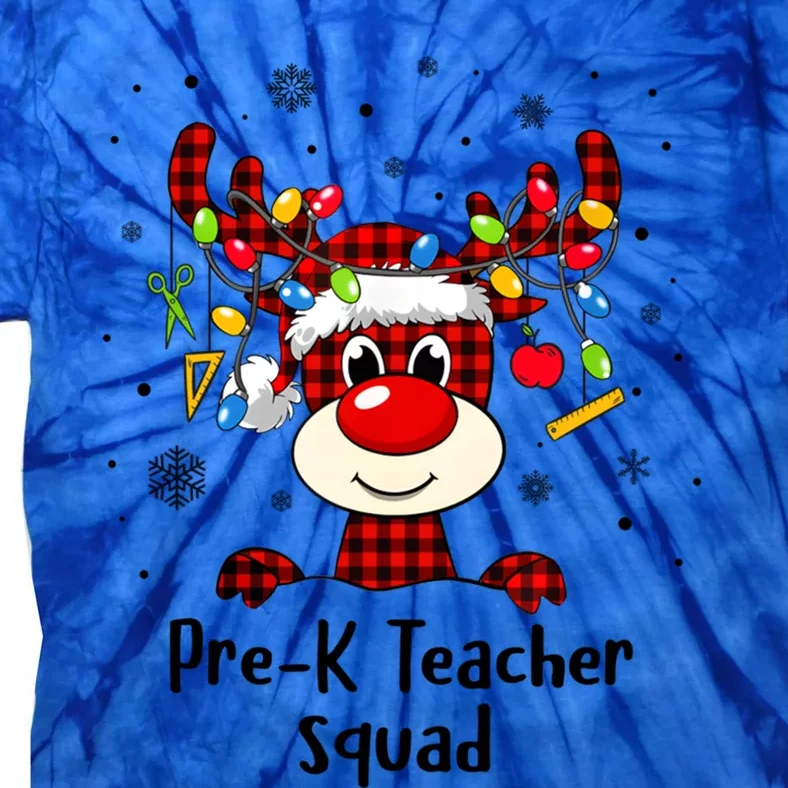 Prek Teacher Squad Reindeer Funny Teacher Christmas Xmas Gift Tie-Dye T-Shirt