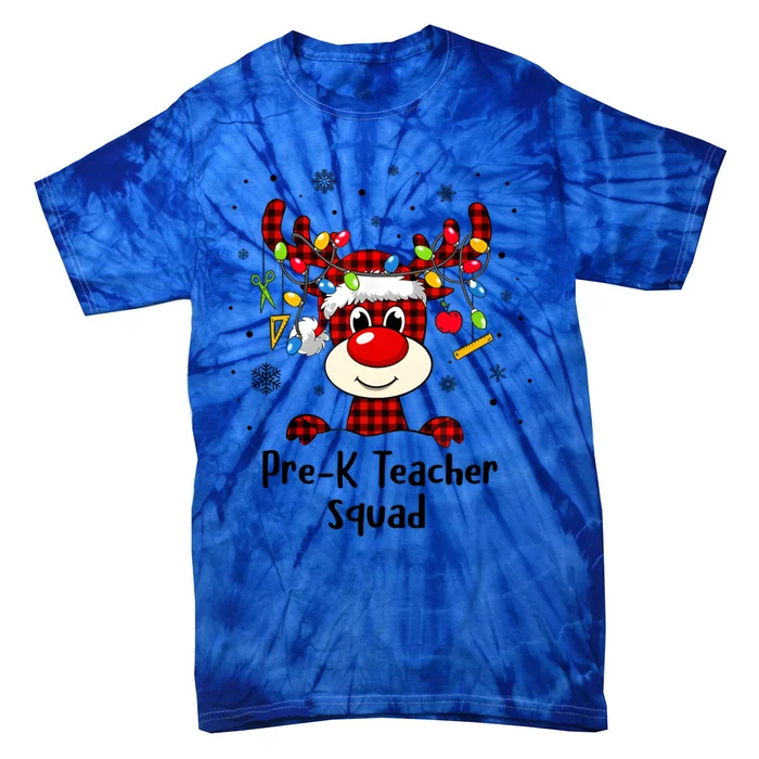 Prek Teacher Squad Reindeer Funny Teacher Christmas Xmas Gift Tie-Dye T-Shirt