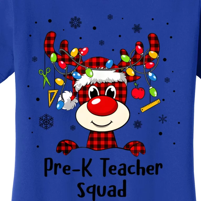 Prek Teacher Squad Reindeer Funny Teacher Christmas Xmas Gift Women's T-Shirt