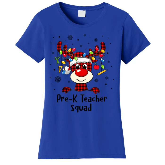 Prek Teacher Squad Reindeer Funny Teacher Christmas Xmas Gift Women's T-Shirt