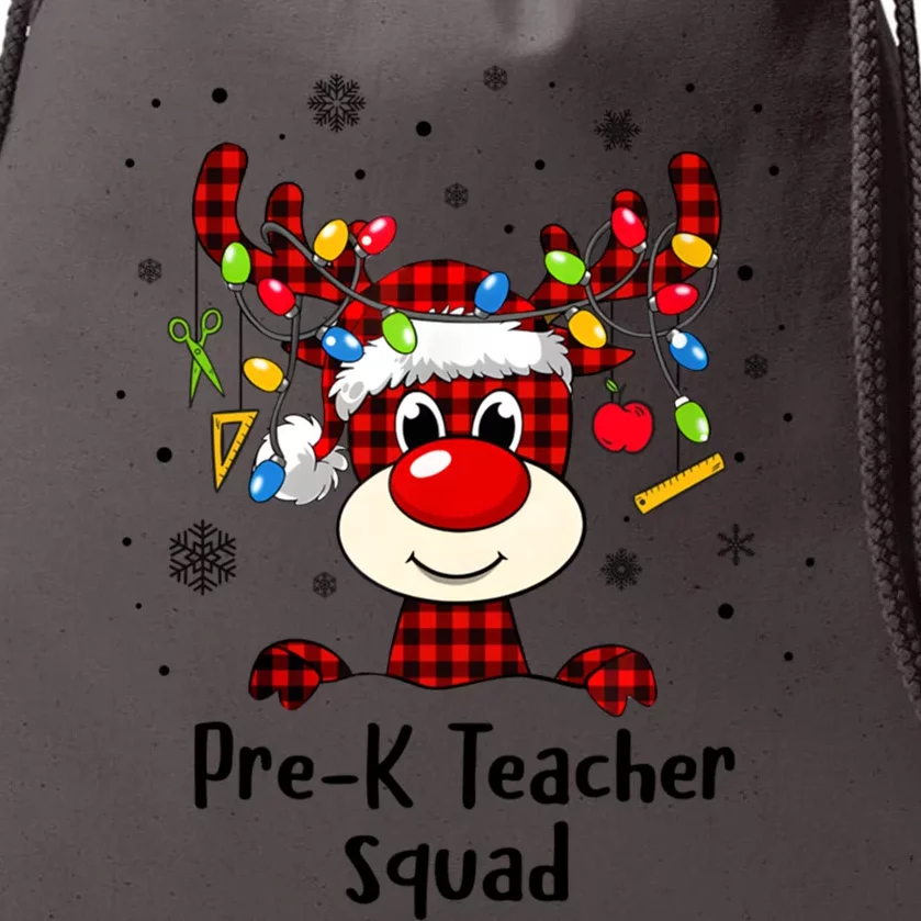 Prek Teacher Squad Reindeer Funny Teacher Christmas Xmas Gift Drawstring Bag