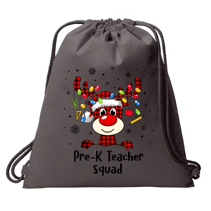 Prek Teacher Squad Reindeer Funny Teacher Christmas Xmas Gift Drawstring Bag