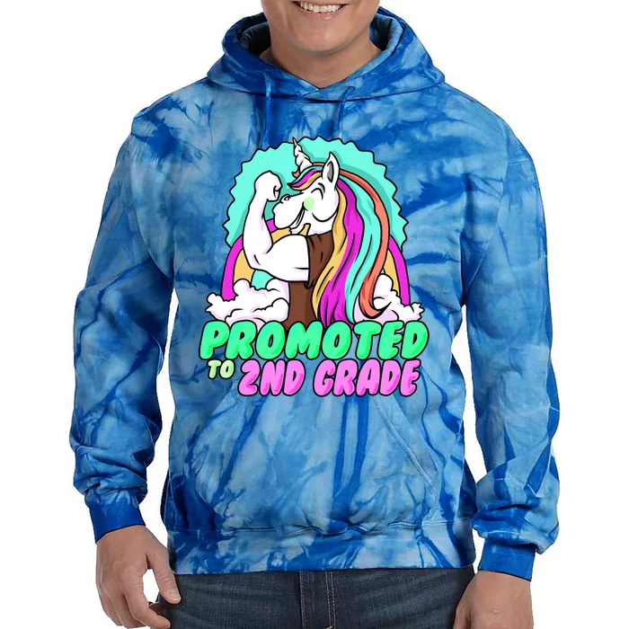 Promoted To Second Grade Graduation Teacher Unicorn Funny Gift Tie Dye Hoodie