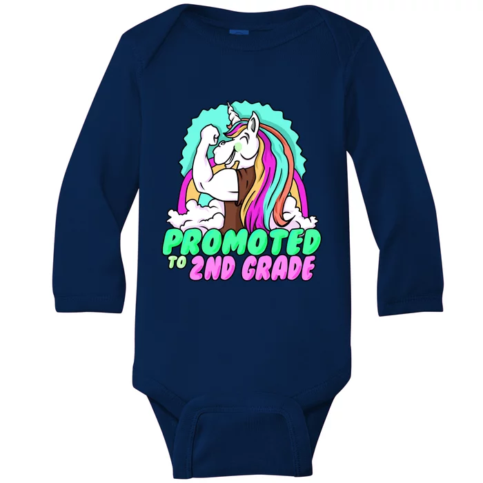 Promoted To Second Grade Graduation Teacher Unicorn Funny Gift Baby Long Sleeve Bodysuit